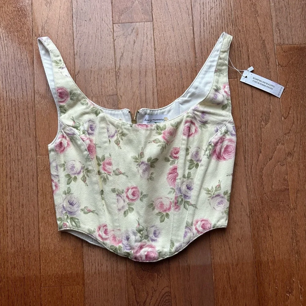 Heavy Manners (NWT) Top Little Besos Corset Summer bby Floral - Picture 9 of 9